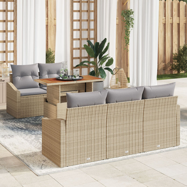 Have Sofa Sæt 6-delt Beige Poly Rattan Rektangulær Moderne