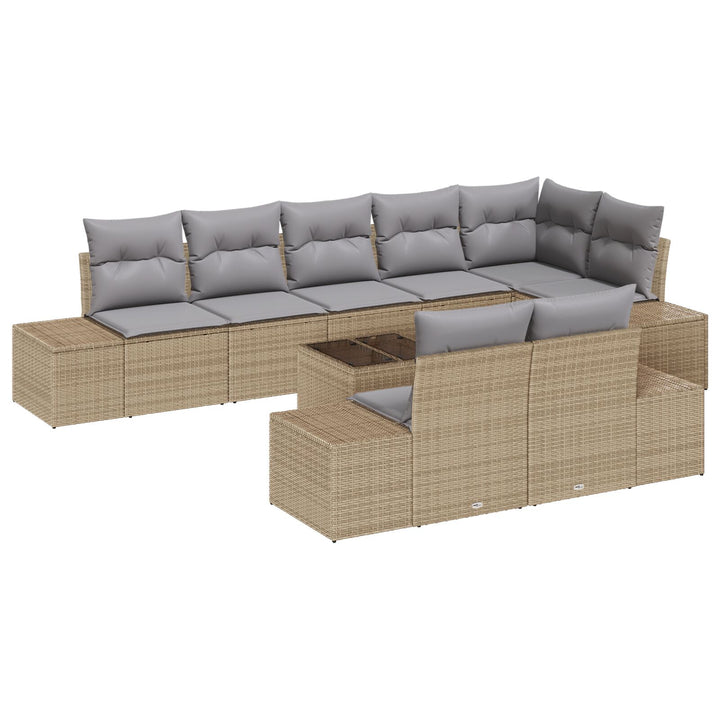 9-delt Havesofagruppe med Puder Sort Polyrattan