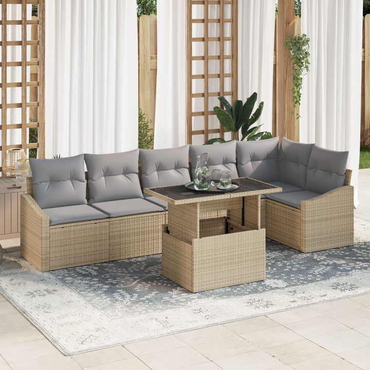Have Sofa Sæt Sæt af 7 Beige (ramme), Grå (puder)