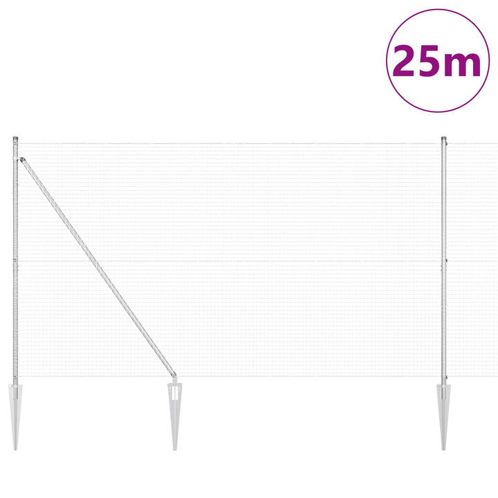 Svejsede Trådgitter med 13 Spidse Ankre 1,6x25 m Galvaniseret Stål