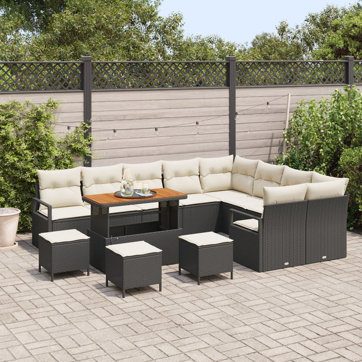 13-deles Have Sofa Sæt med Puder Sort Poly Rattan Akacie, vidaXL 2-personers Have Sofa med Opbevaring & Puder Sort Poly Rattan, vidaXL 4-deles Have Spisesæt med Puder Sort Poly Rattan Akacie