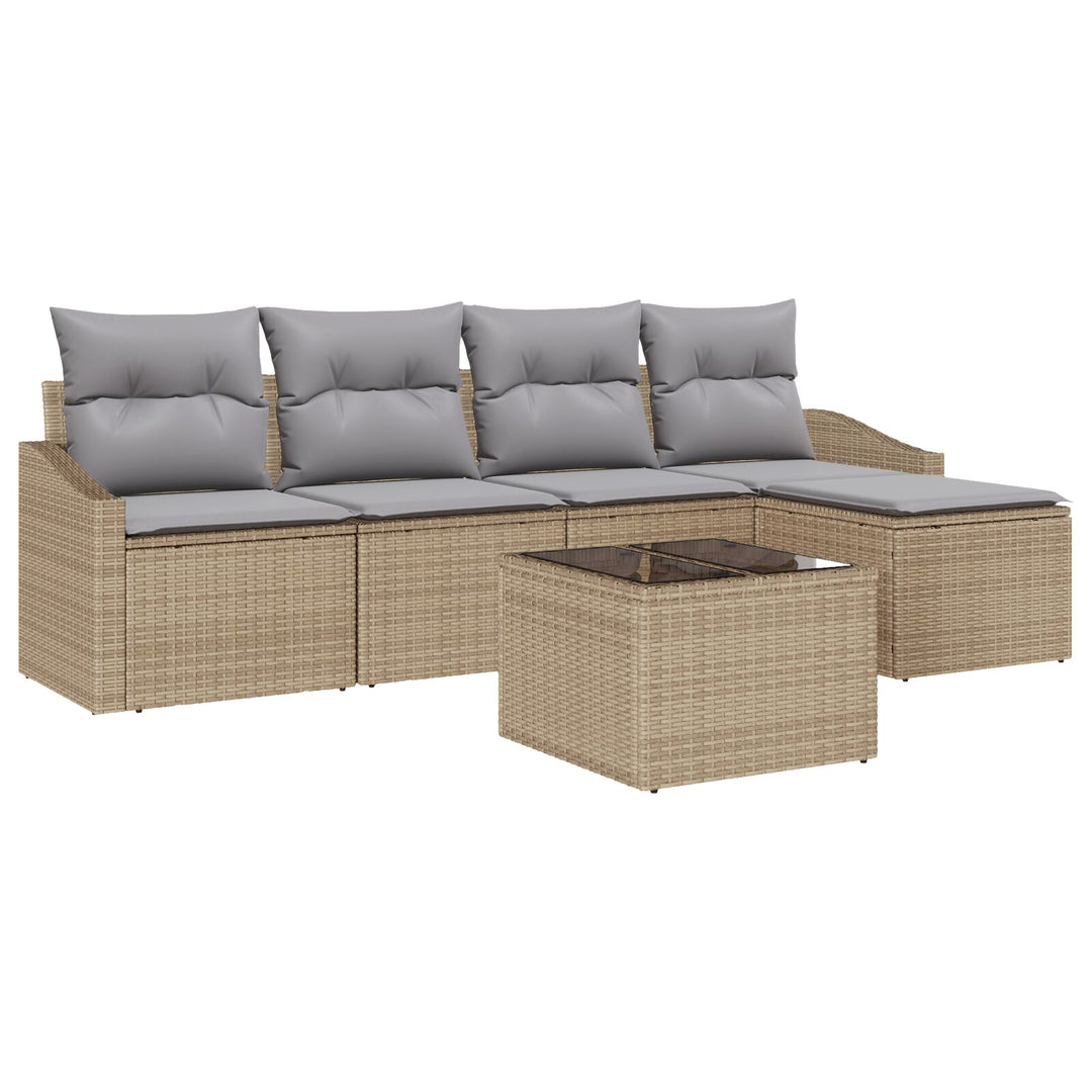 Have Sofa Sæt 6 Dele Beige Polyethylen rattan Udendørs Sofa