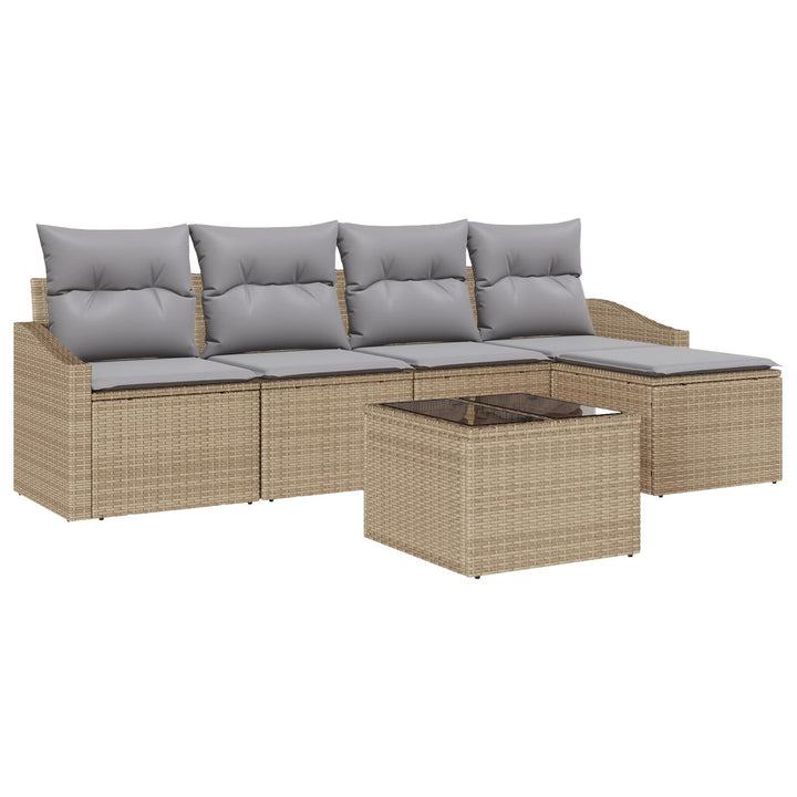 Have Sofa Sæt 6 Dele Beige Polyethylen rattan Udendørs Sofa