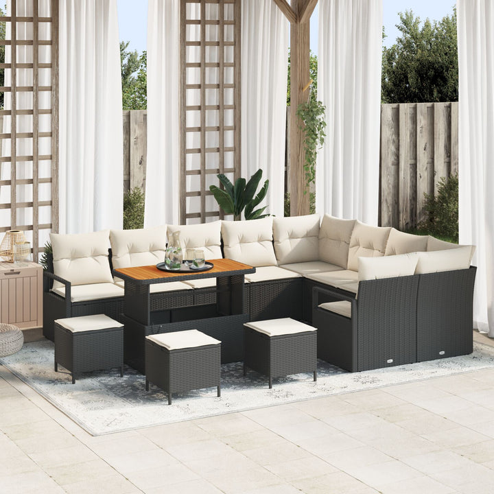 13-deles Have Sofa Sæt med Puder Sort Poly Rattan Akacie, vidaXL 2-personers Have Sofa med Opbevaring & Puder Sort Poly Rattan, vidaXL 4-deles Have Spisesæt med Puder Sort Poly Rattan Akacie