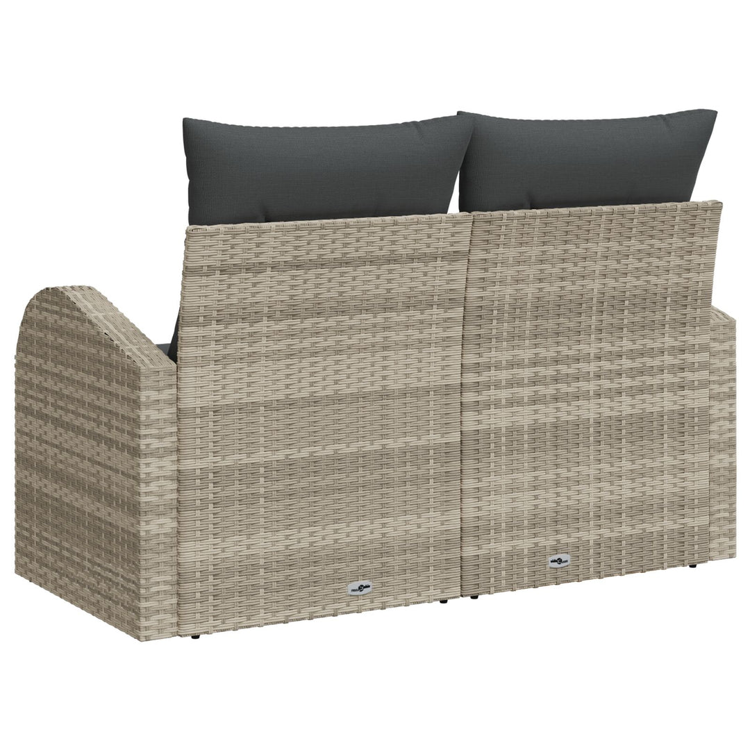 2-Personers Have Sofa med Opbevaring & Hynder Lysegrå Poly Rattan