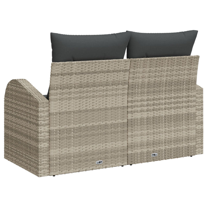 2-Personers Have Sofa med Opbevaring & Hynder Lysegrå Poly Rattan