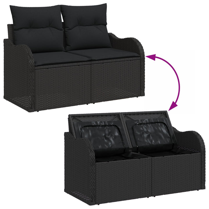 2-personers have-sofa med opbevaring og puder Sort poly rattan