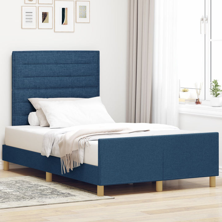 Sengestel Blå Stof 120 x 190 cm Sengestel Rektangulær Moderne