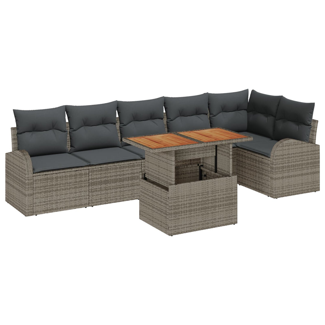 Havemøbel Sofa Sæt Sæt med 7 Grå Poly Rattan