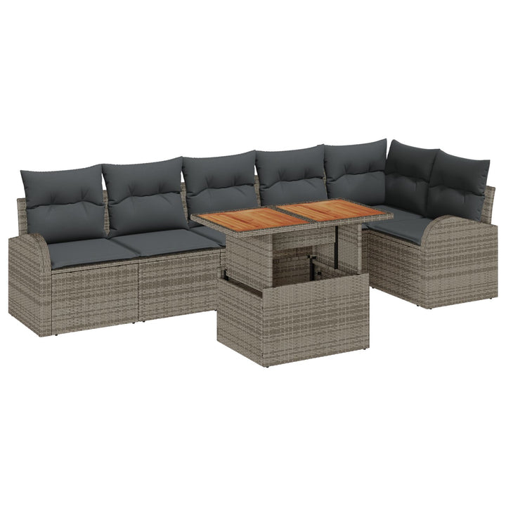 Havemøbel Sofa Sæt Sæt med 7 Grå Poly Rattan