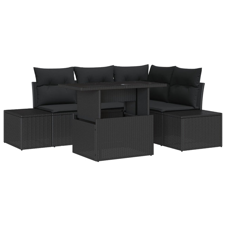 havesofa sæt Sæt af 5 Mørkegrå Syntetisk rattan, tempereret glas