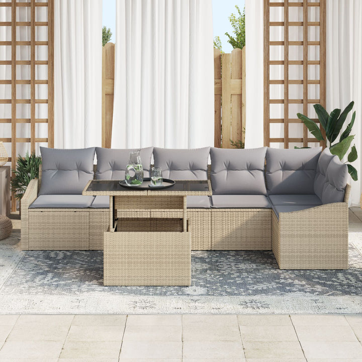 Have Sofa Sæt Sæt af 7 Beige (ramme), Grå (puder)