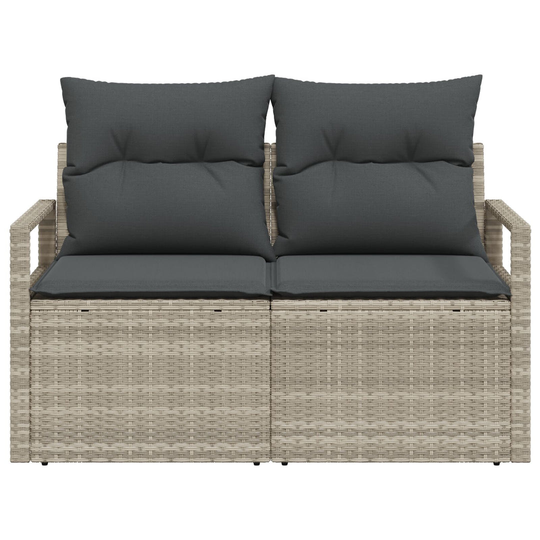 2-personers have-sofa med opbevaring og puder grå poly rattan
