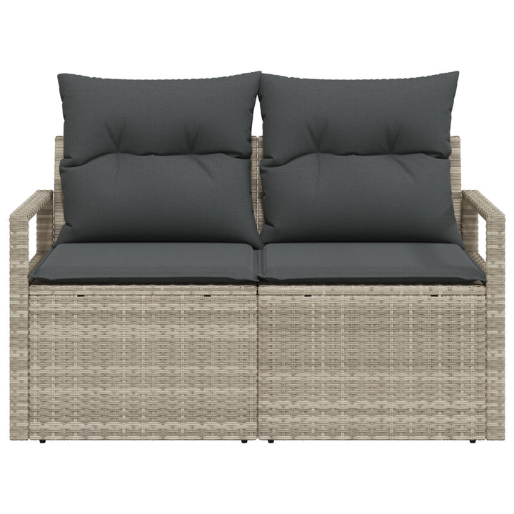 2-personers have-sofa med opbevaring og puder grå poly rattan