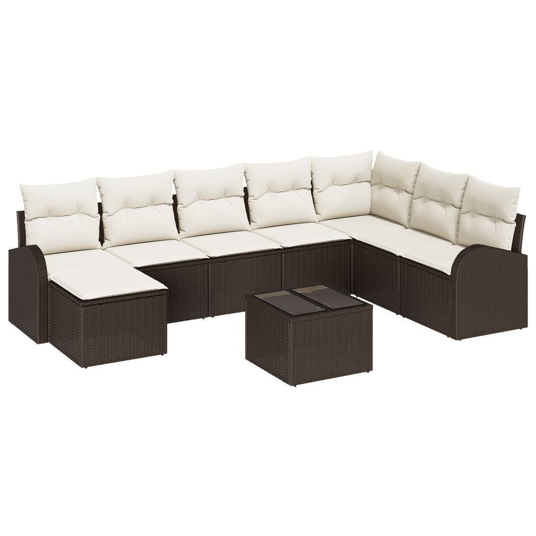 Have Sofa Sæt Sæt af 9 Hvid PE Rattan Have Sofa Sæt Rektangulær
