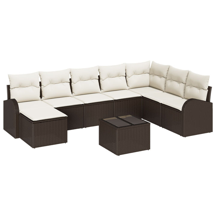 Have Sofa Sæt Sæt af 9 Hvid PE Rattan Have Sofa Sæt Rektangulær