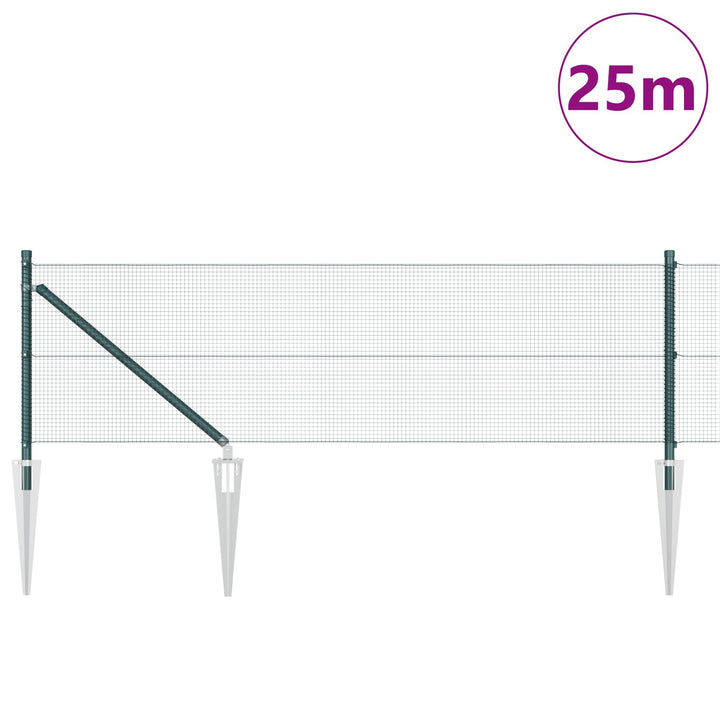 Welded Wire Fence med 13 Pæle Grøn 0.8x25 m Stål