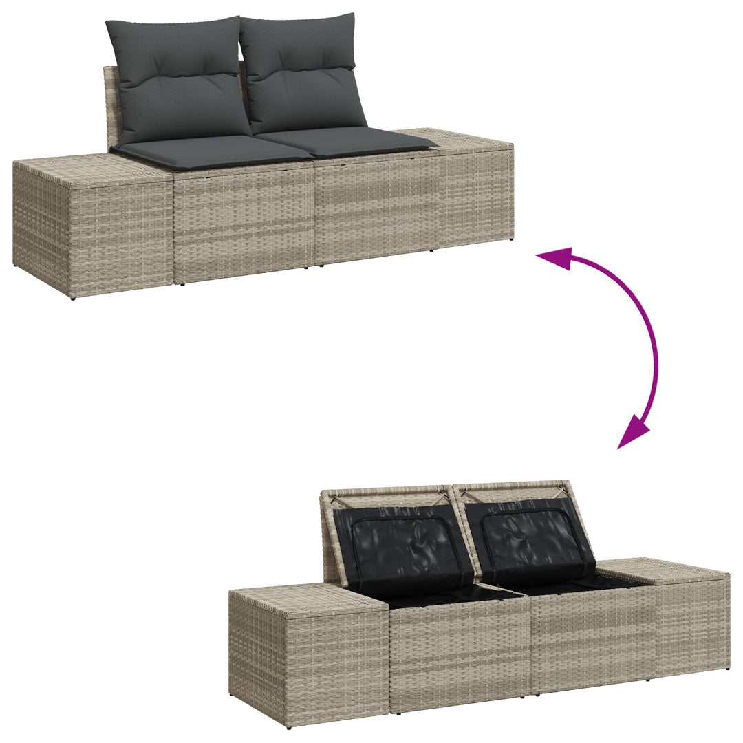 Havensofa Sæt 5 dele Lysegrå Rattan Sektionel sofa til haven