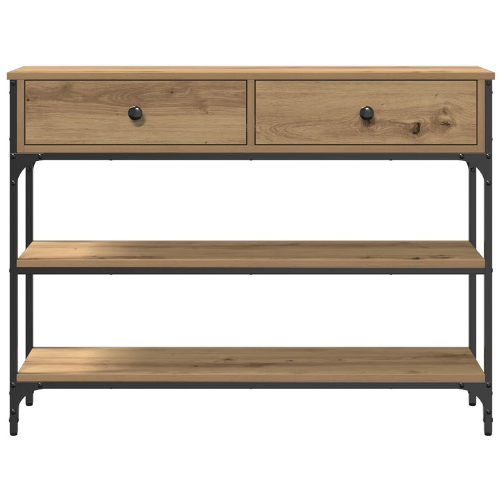 Konsolbord Artisan Egetræ 100x25x75 cm Konstrukteret Træ & Stål