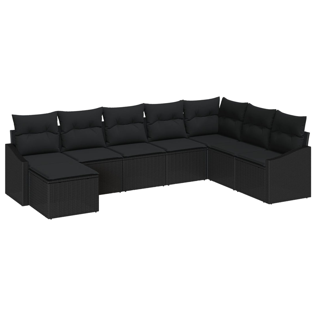 Havensofa Sæt Sæt med 8 Sort Poly rattan, Stål, Stof