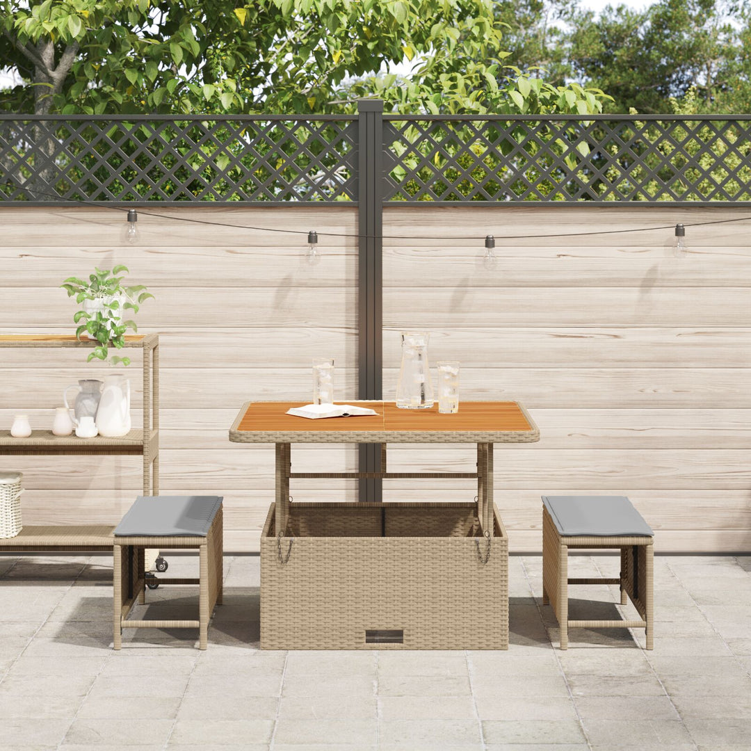 3-delt havemøbelsæt med puder Beige Poly Rattan Akacie