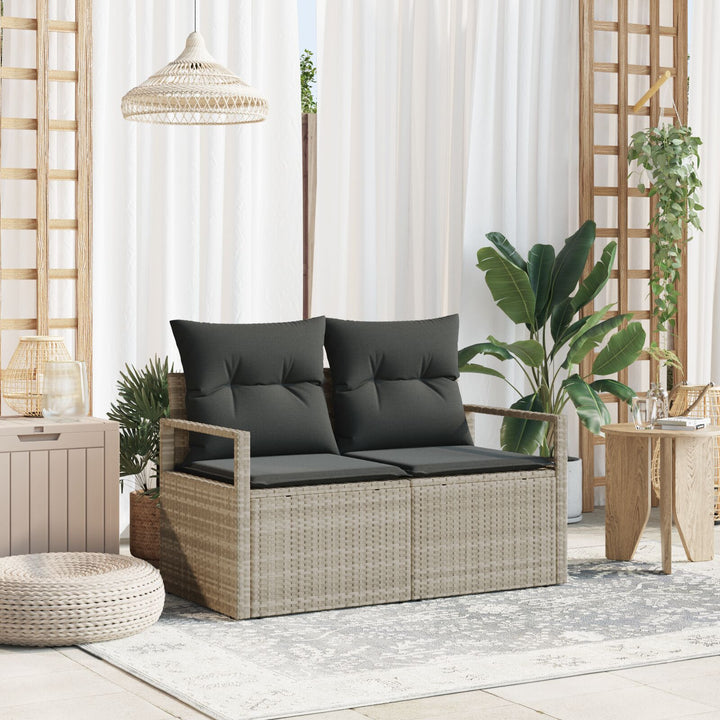 2-personers have sofa med puder grå poly rattan