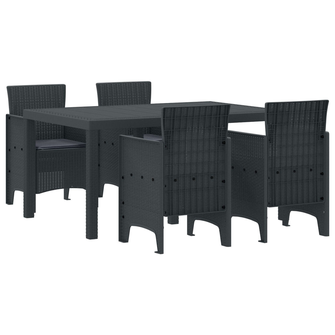 5 del have spisebord sæt med puder Antracit Poly Rattan