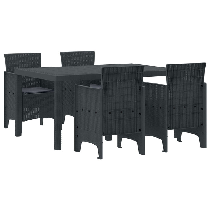 5 del have spisebord sæt med puder Antracit Poly Rattan