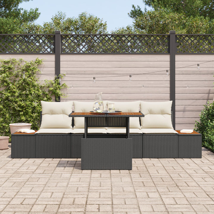 Have Sofa Sæt Sæt af 5 Sort, Beige Rattan, Polyester puder