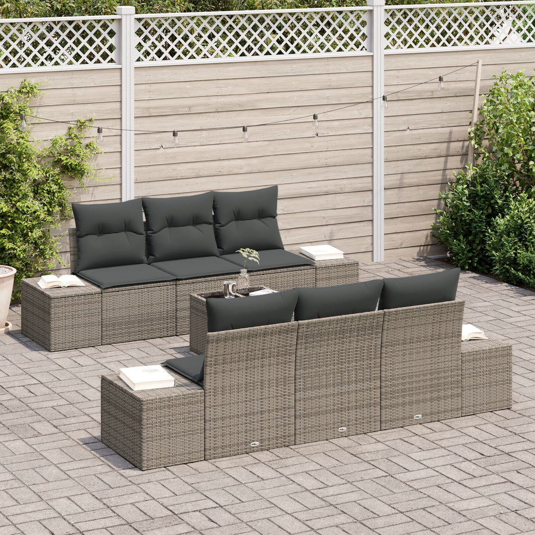 Have Sofa sæt Sæt af 7 Grå Rattan, Polyester Have Sofa sæt