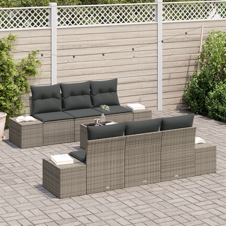 Have Sofa sæt Sæt af 7 Grå Rattan, Polyester Have Sofa sæt