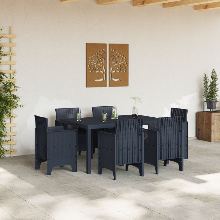 7 dele Have spisebord Anthracite Poly Rattan