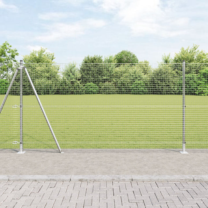 Vremmet trådhegn med 7 flangerede stolper 1.2x10 m galvaniseret stål