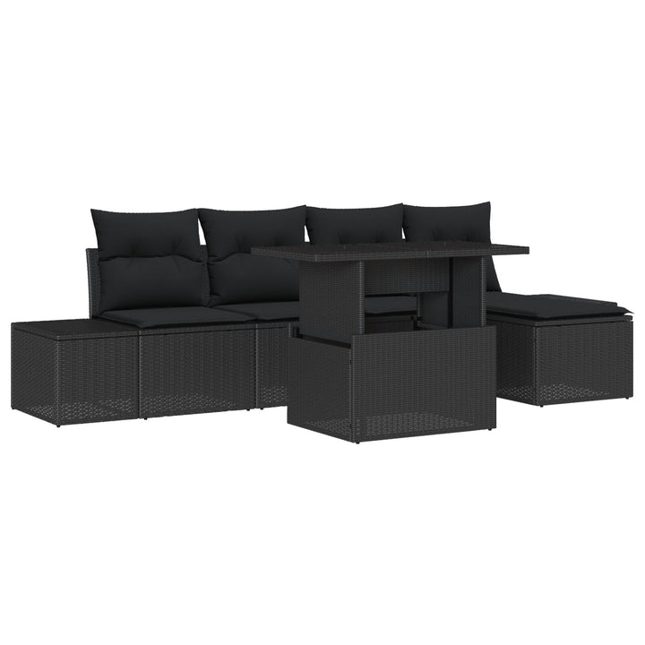Havesofa Sæt 6 dele Sort Rattan Havesofa Sæt Rektangulær