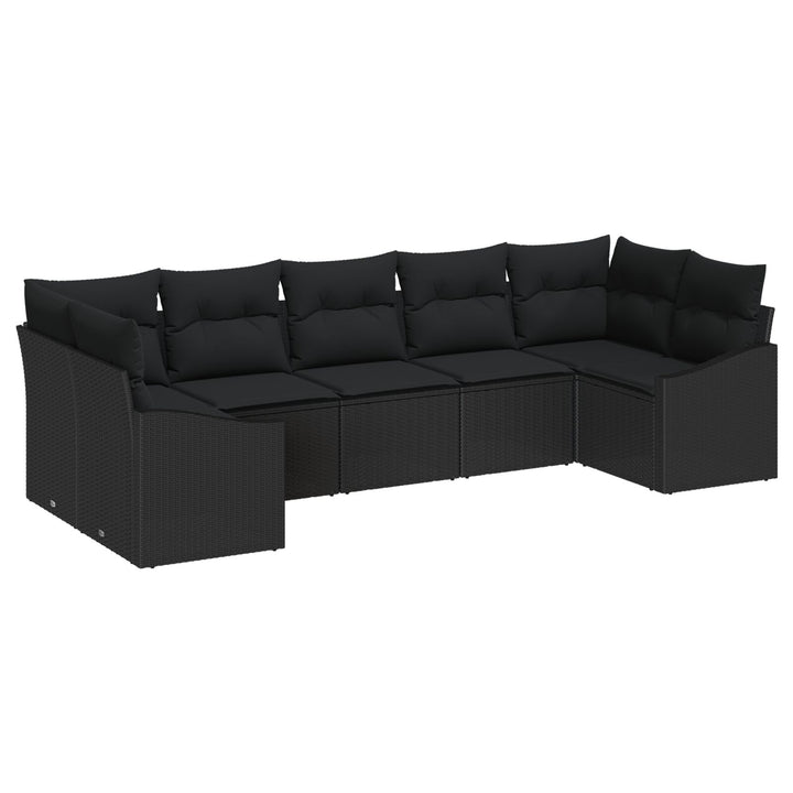 Have Sofa Sæt Sæt af 7 Sort Rattan og Polyester Have Loveseat
