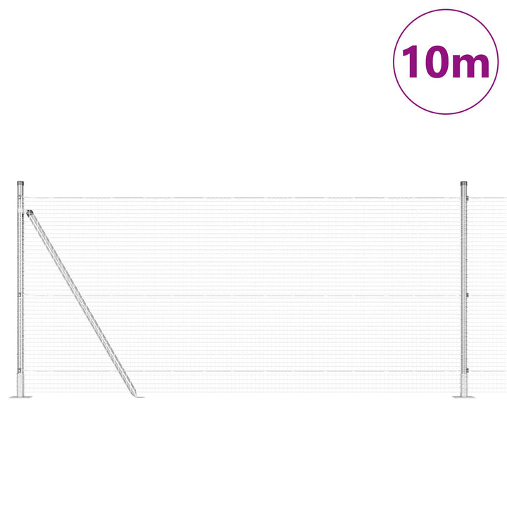 Welded Wire Fence med 7 Flangestolper 0.8x10 m Galvaniseret Stål