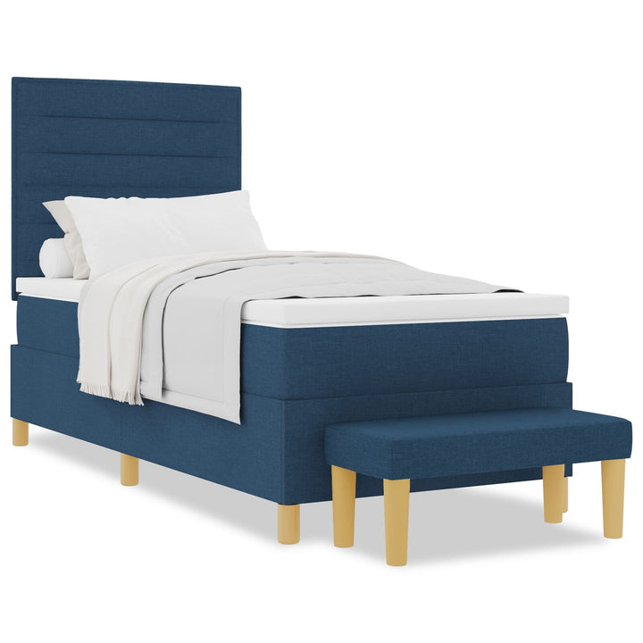 Sengestel med madras Sæt af 2 Blå Stof 90 x 190 cm Sengestel