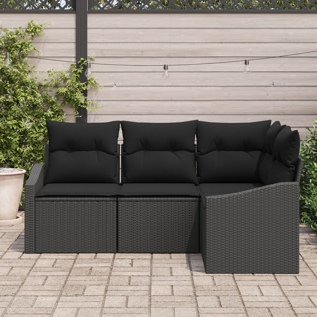 Havesofa Sæt Sæt af 4 Sort Rattan, Polyester, Stål