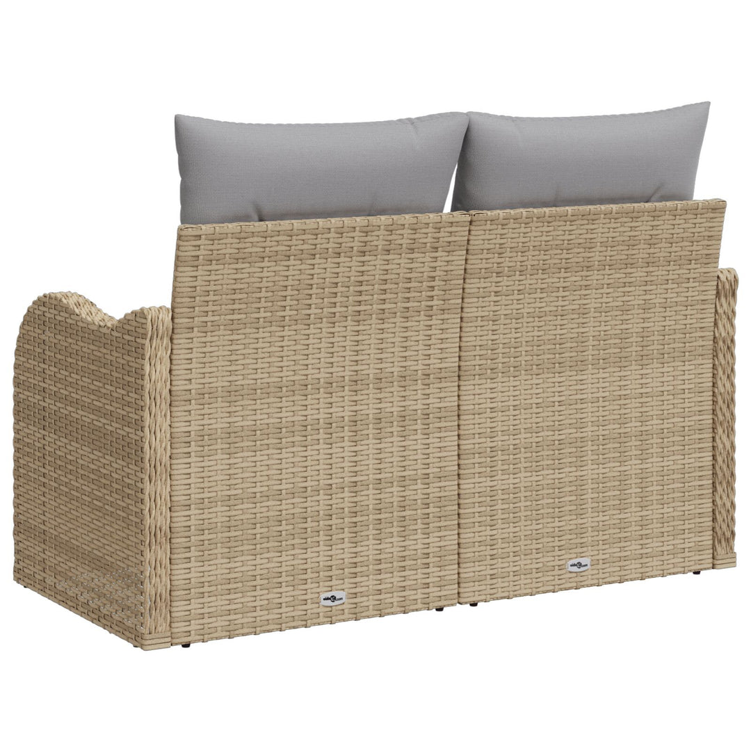 2-personers have sofa med opbevaring og puder beige poly rattan