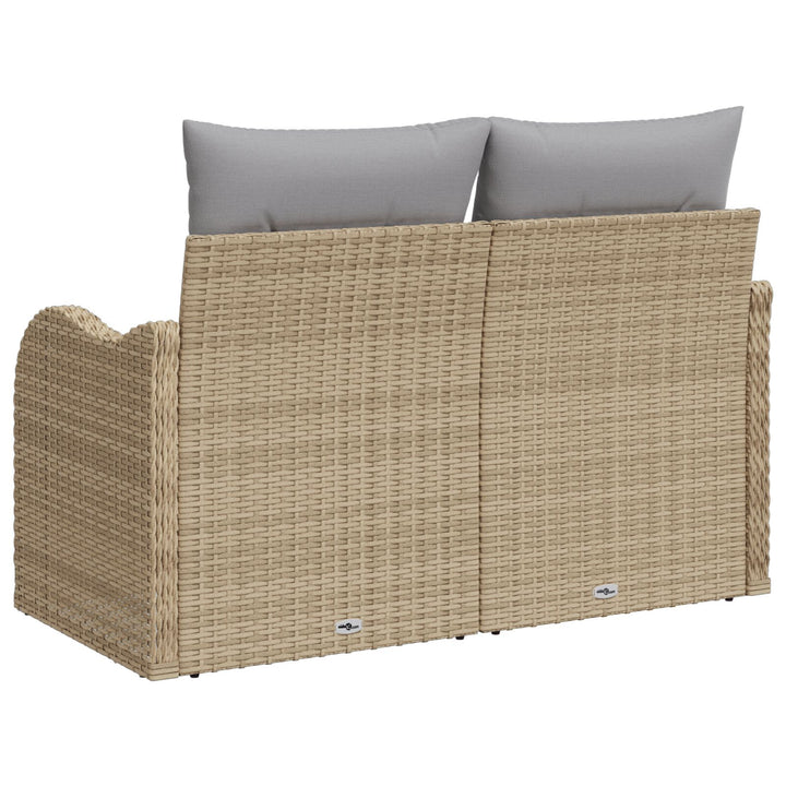 2-personers have sofa med opbevaring og puder beige poly rattan