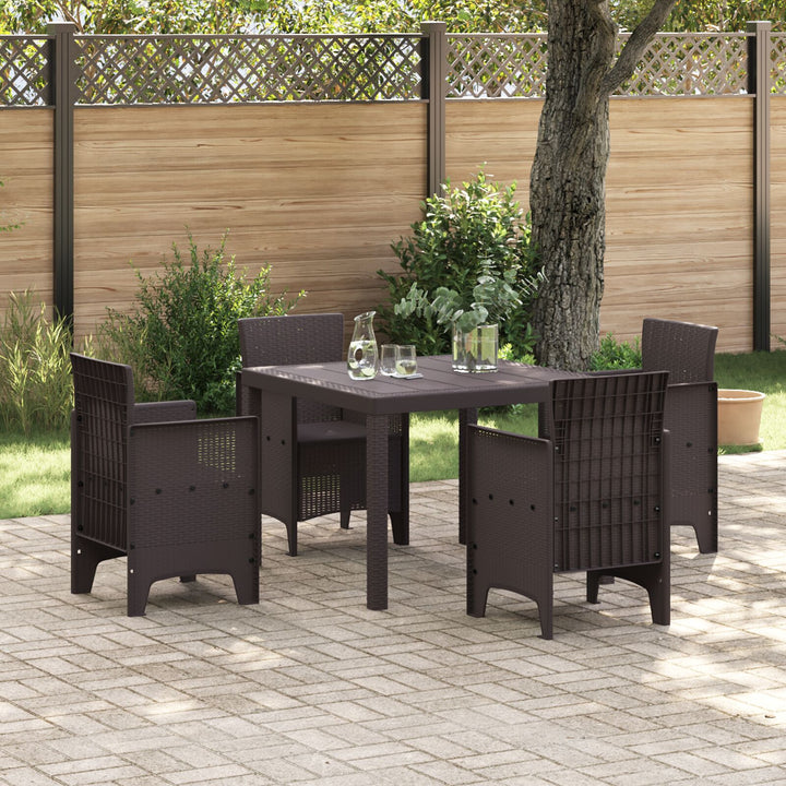 5 Piece Have Spisesæt Brun Poly Rattan