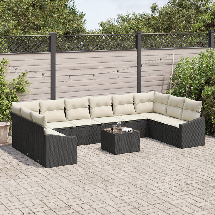 10 Styk Have Sofa Sæt med Kasser Brun Poly Rattan
