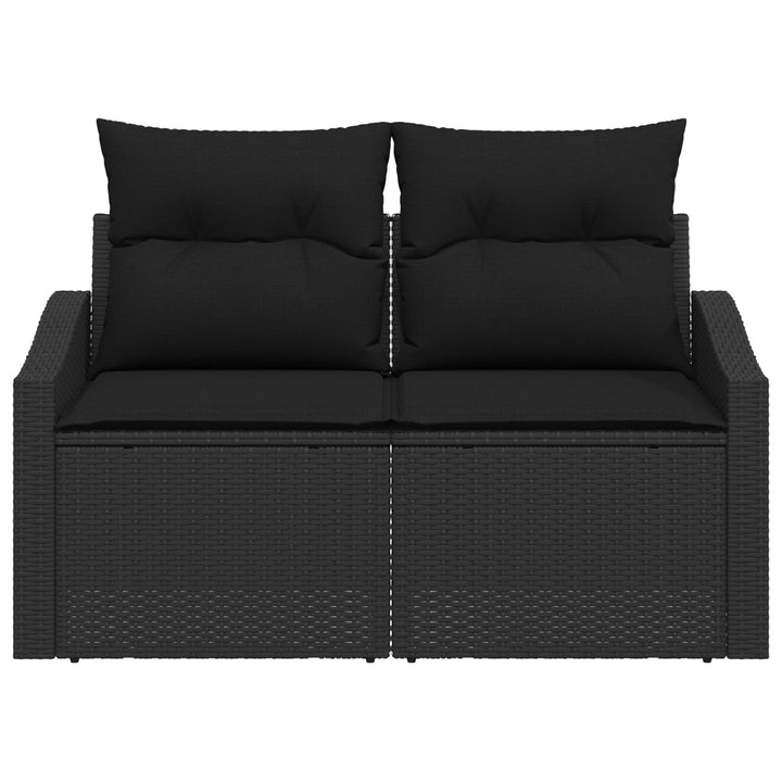 2-personers have-sofa med opbevaring og puder sort poly rattan