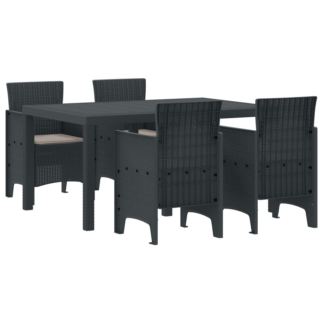 5 Stykker Have Spisestel med Puder Antracit Poly Rattan