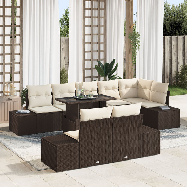Havemøbel Sofa Sæt 9 Stykker Brun Rattan