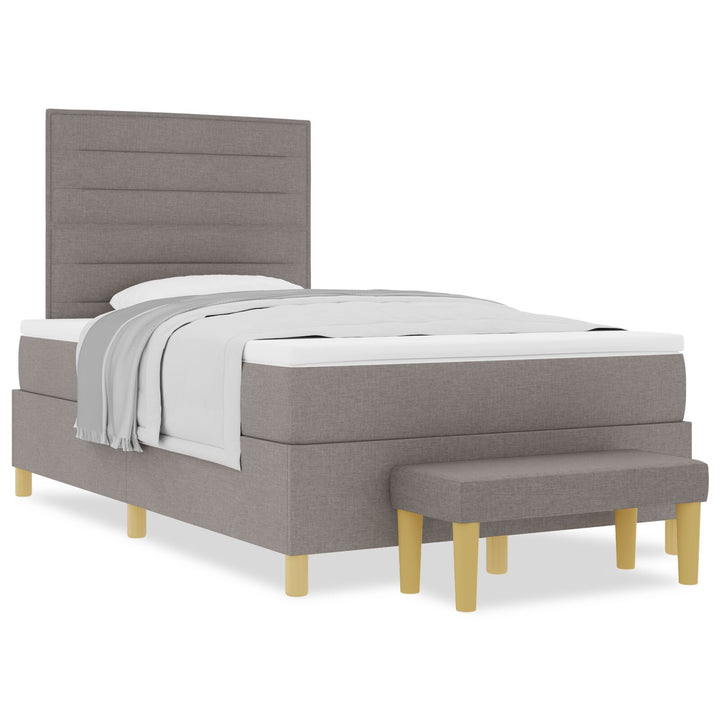 Sengestel med Madras Sæt af 2 Taupe Stof 120 x 200 cm Sengestel