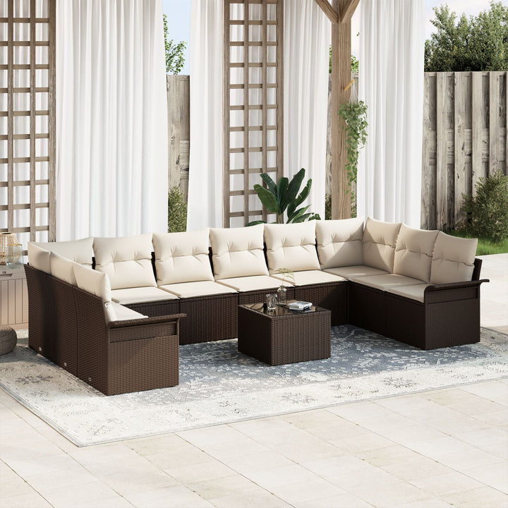 10 Stykker Have Sofa Sæt med Puder Grå Polyrattan