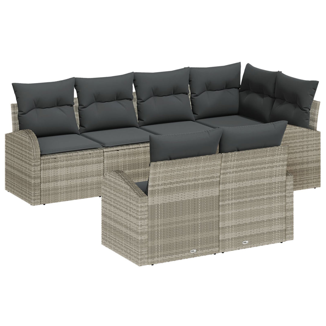 Have Sofa Sæt 7 Delt Lysegrå Rattan Have Sofa Sæt Rektangulær