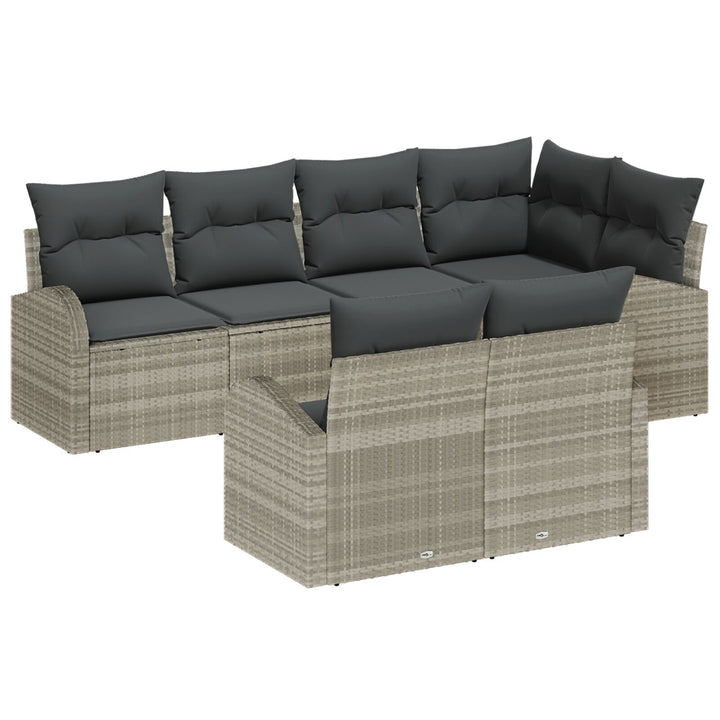 Have Sofa Sæt 7 Delt Lysegrå Rattan Have Sofa Sæt Rektangulær