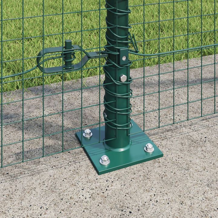 Welded Wire Fence med 7 Flangede Stolper Grøn 1,6x10 m Stål